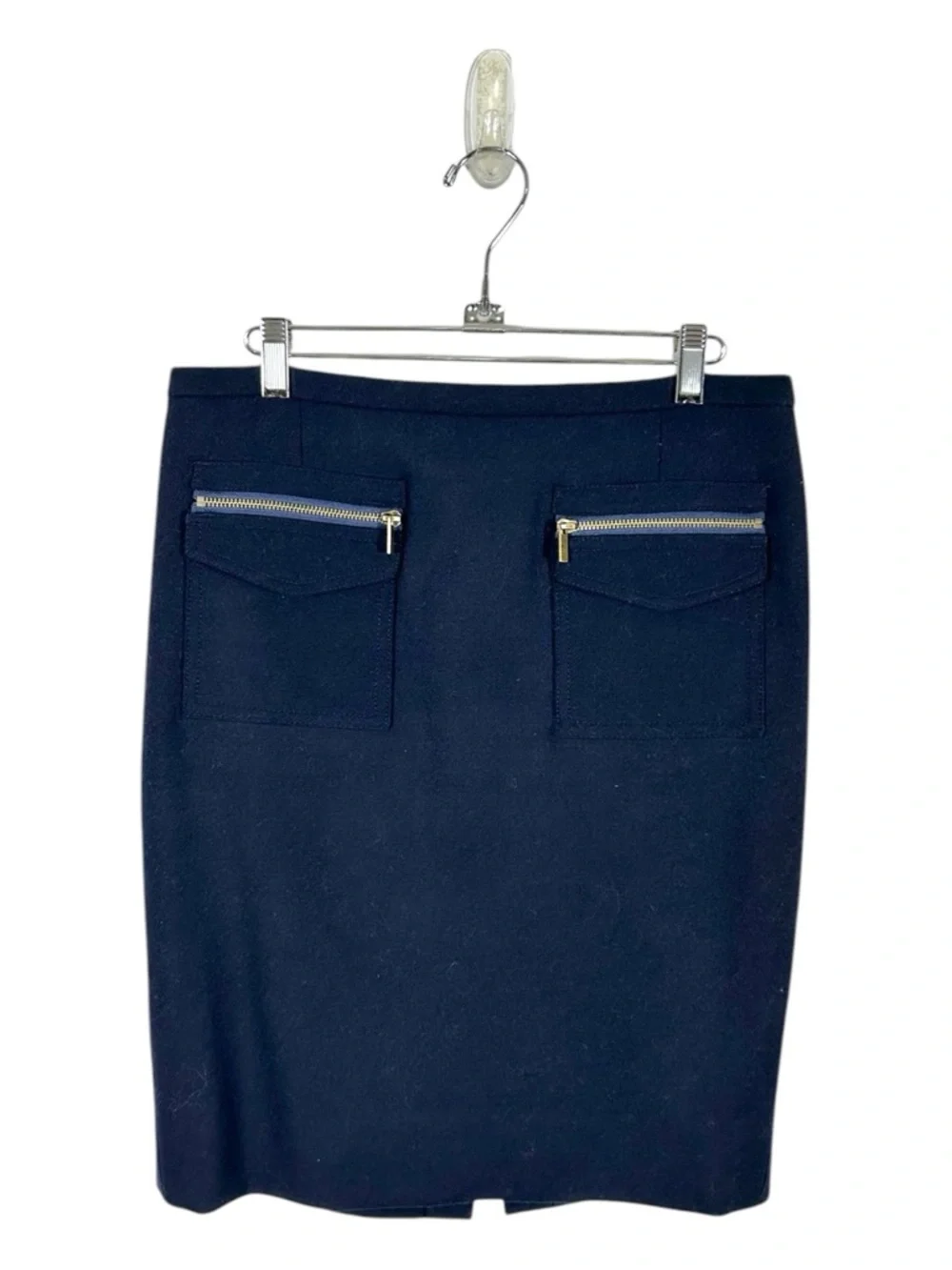 J.Crew Navy Patch-Pocket Wool The‎ Pencil Skirt Size 6